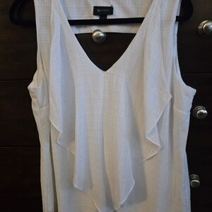 AB Studio White Sleeveless V-Neck Blouse